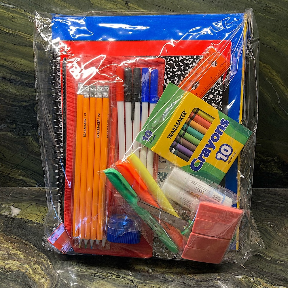 45 Piece School Supply Set with Crayons and Notebooks New